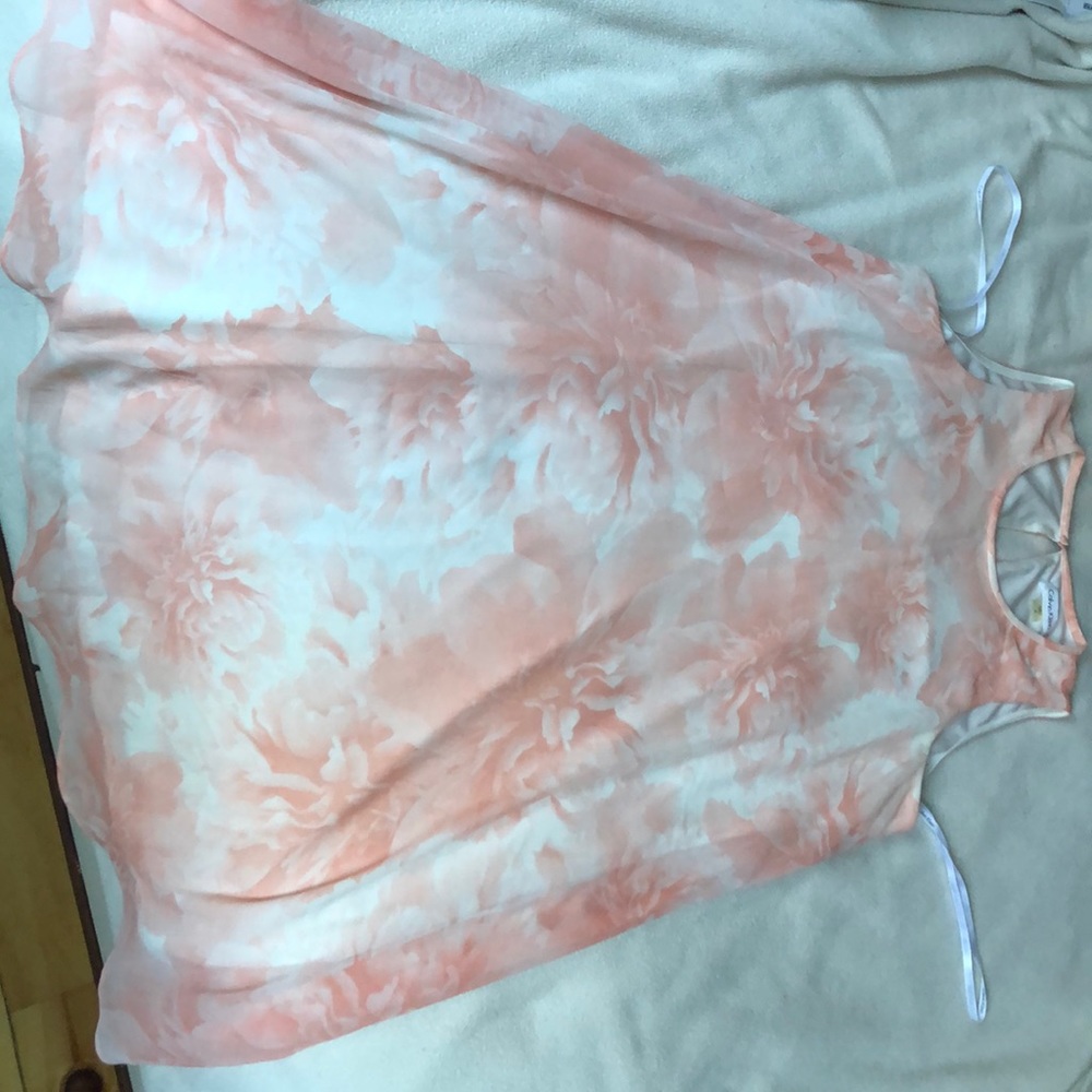 Calvin Klein Pink and White floral dress (size 8)